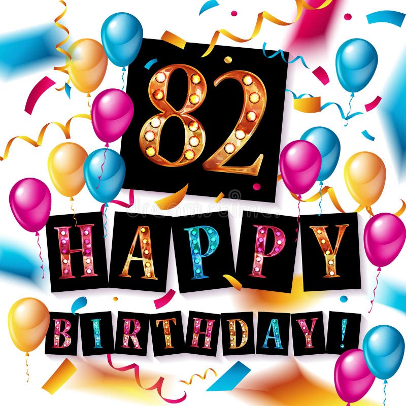 82nd Birthday Card Wishes Illustration Stock Illustration