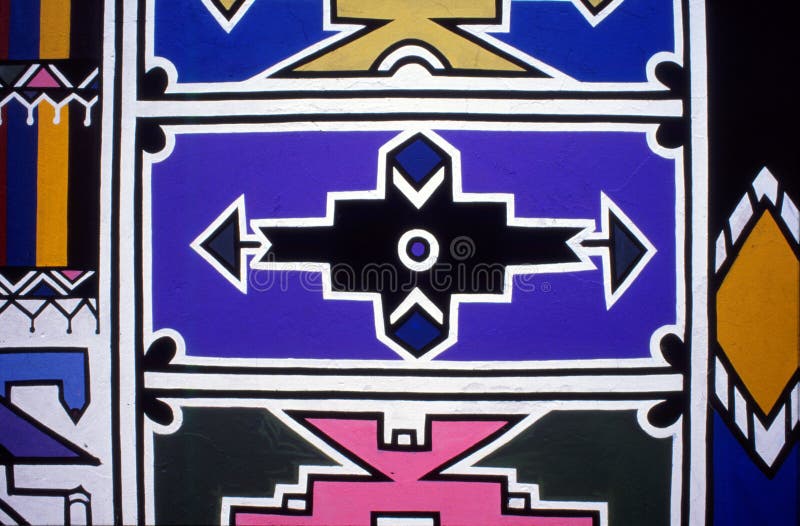 Ndebele väggväggmålning royaltyfria foton Ndebele väggväggmålning royaltyfria foton