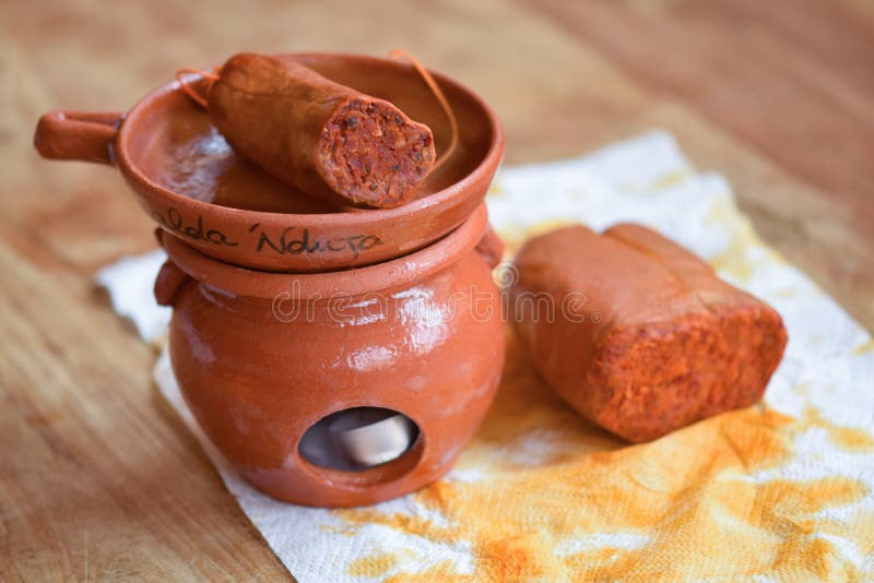 Nduja with Terracotta Tool To Warm Her Stock Photo - Image of