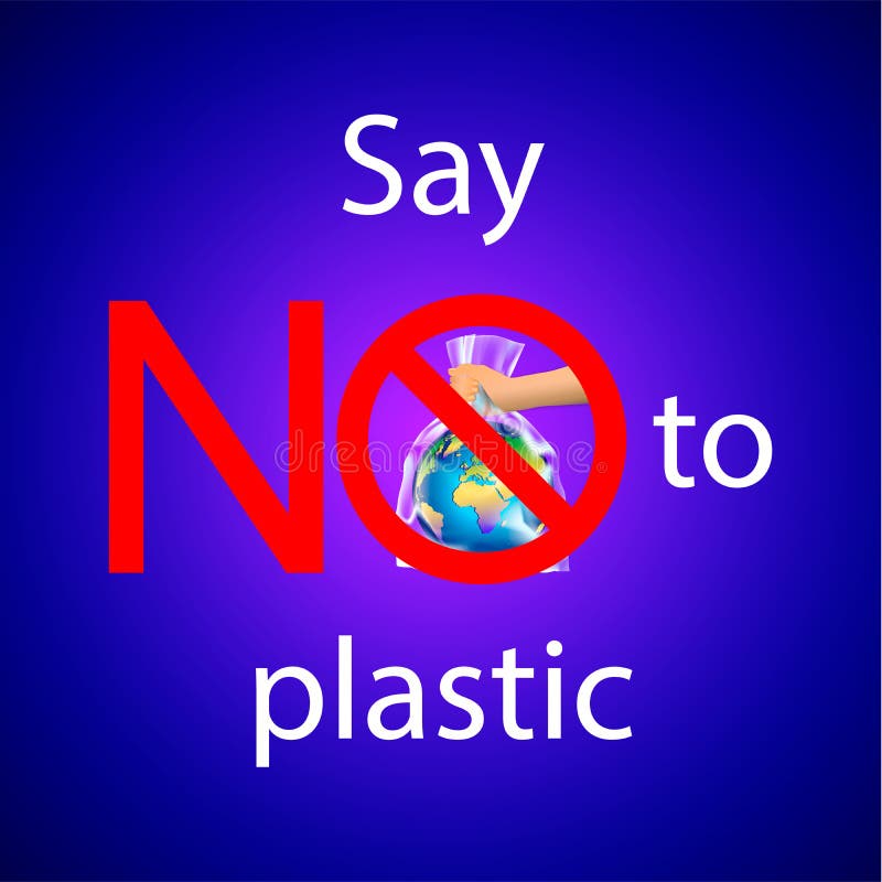 Ne dites non au texte en plastique avec biffé le cercle ou l'interdiction rouge se connectent la main de la personne tenant la te illustration libre de droits Ne dites non au texte en plastique avec biffé le cercle ou l'interdiction rouge se connectent la main de la personne tenant la te illustration libre de droits