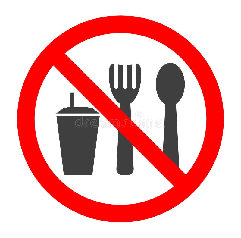 Ne mangez pas et ne buvez pas le symbole Aucune consommation ou boire, signe d'interdiction Illustration de vecteur