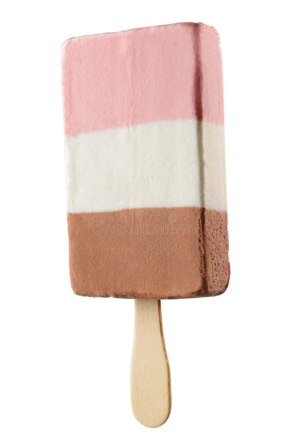 Neapolitan ice cream bar isolated on white background with clipping path. Neapolitan ice cream bar isolated on white background with clipping path