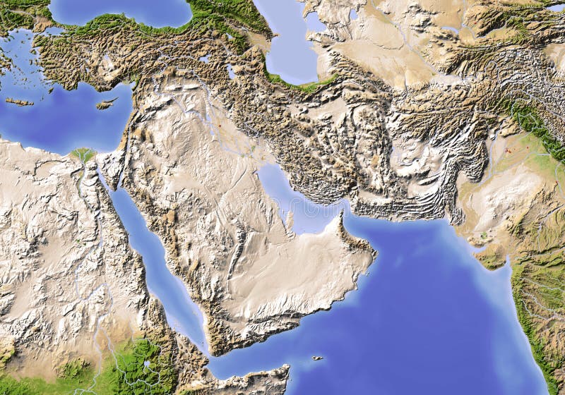 Near East. Shaded relief map.