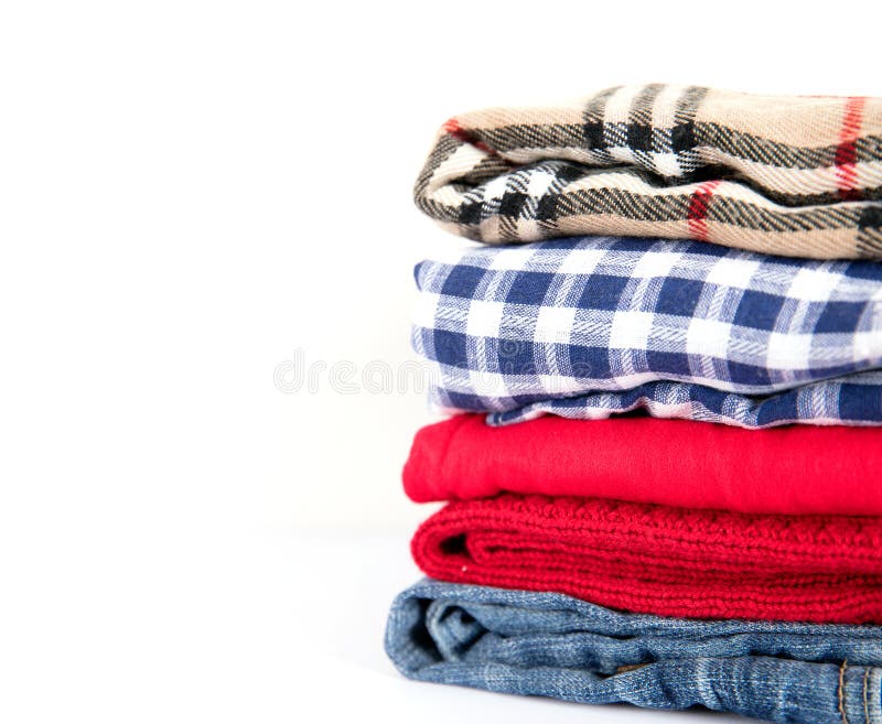 Stacked clothes stock photo. Image of stacked, denim - 14235606