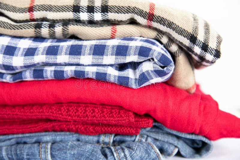 Stacked clothes stock photo. Image of stacked, denim - 14235606