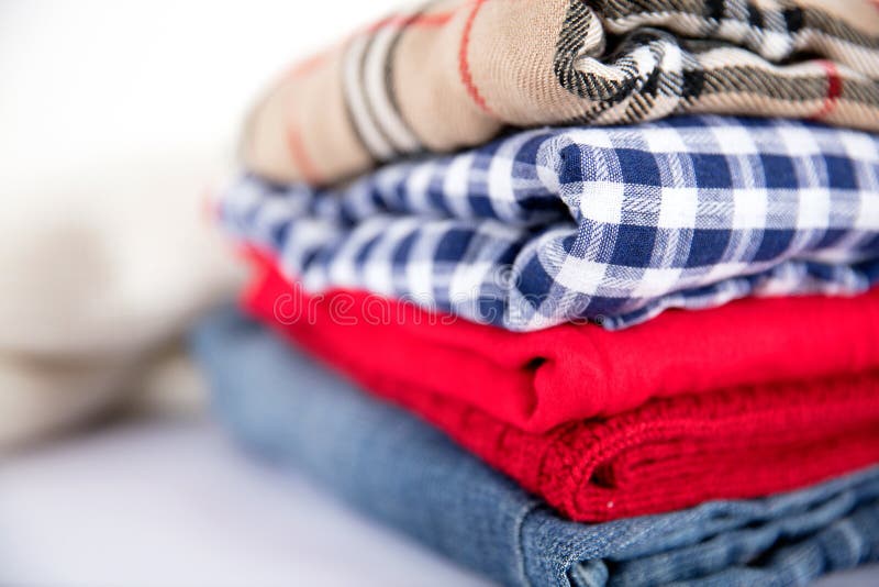 Stacked clothes stock photo. Image of stacked, denim - 14235606