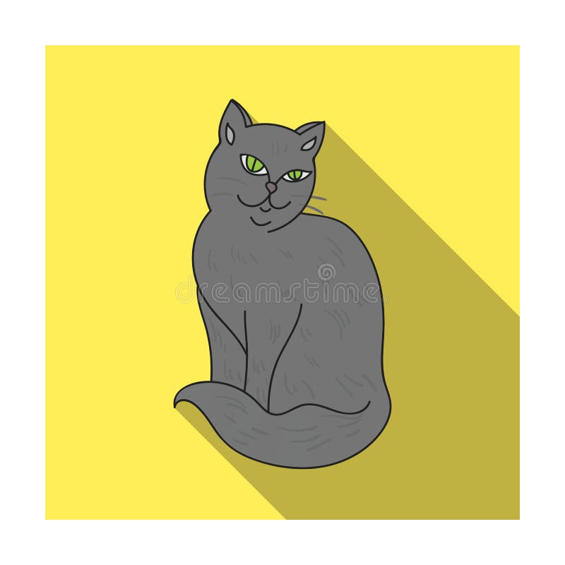 Gray cat icon in flat style Royalty Free Vector Image