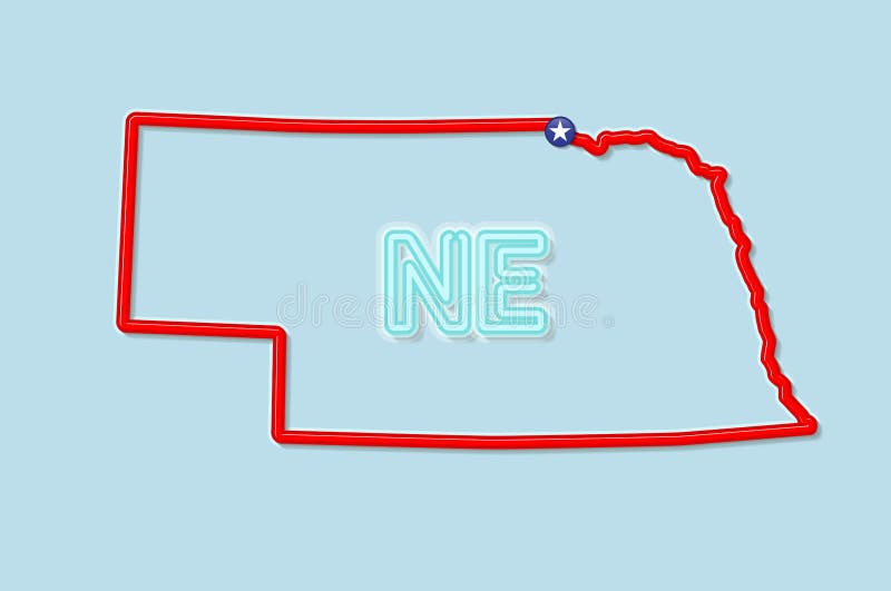 Nebraska US State Vector Map Pencil Sketch. Nebraska Outline Map with