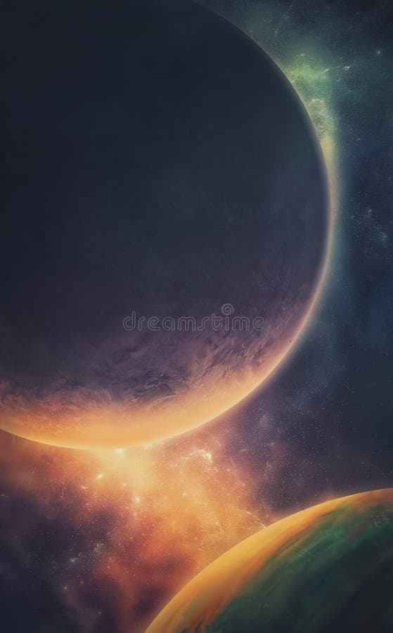 Nebula with planets on the background royalty free illustration