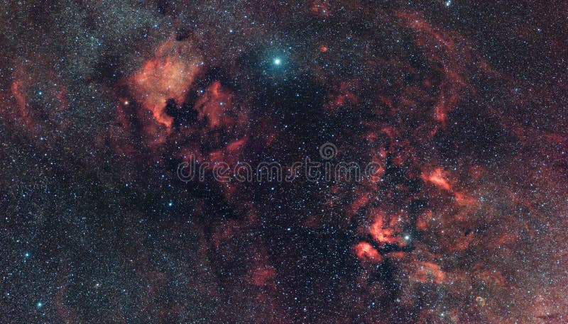 Cygnus Constellation's hydrogen nebularity in Milky Way. Natural colors. Cygnus Constellation's hydrogen nebularity in Milky Way. Natural colors.