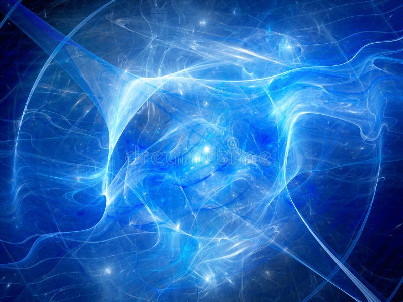 Nebulosa de incandescência azul com campo do plasma do de alta energia no espaço