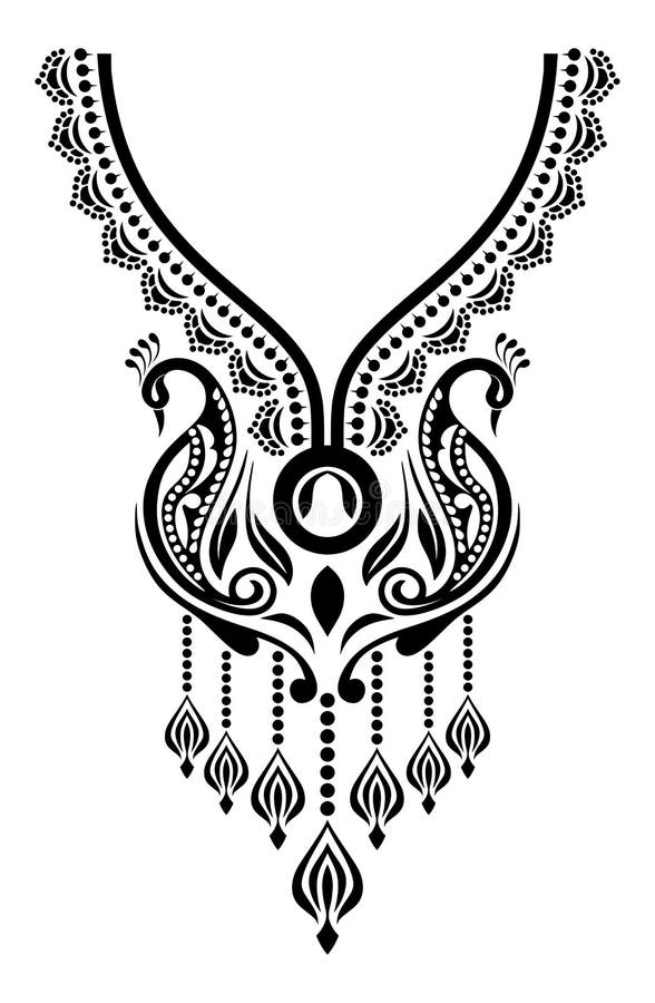 Neck Line Baroque Design for Embroidery Stock Vector - Illustration of ...