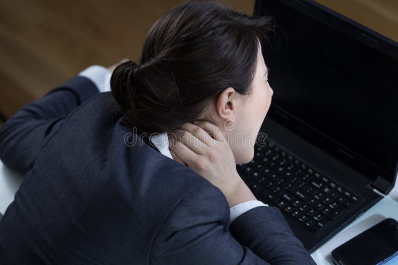 Neck pain at office stock photo. Image of fatigue, disease 54693648