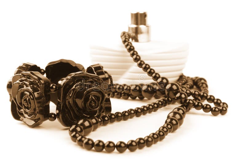 Necklace, bracelet and parfume bottle