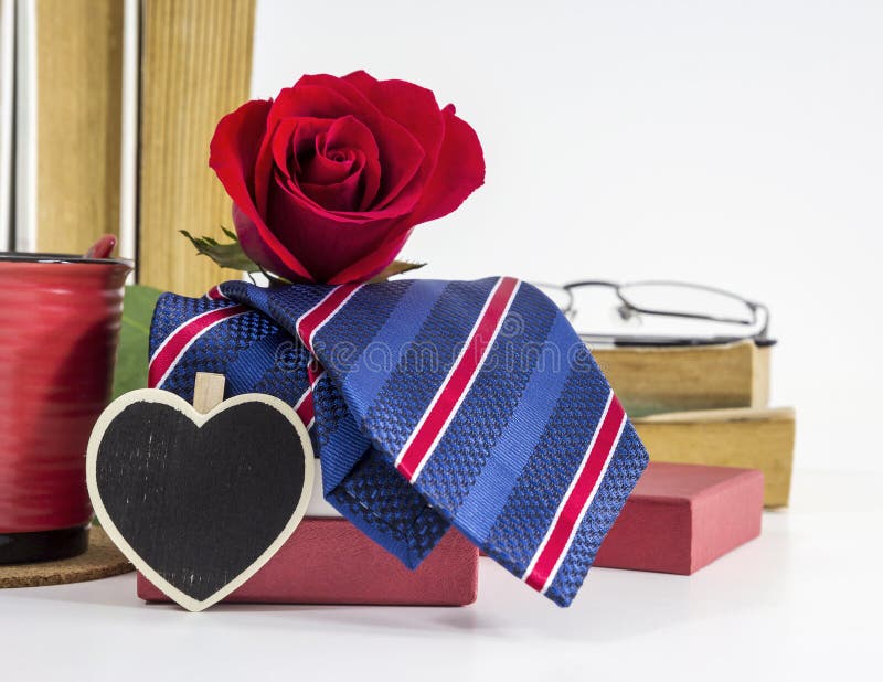 Necktie in Red Gift Box with Red Rose on the Table Stock Photo Image of gift, mannertag 92044894