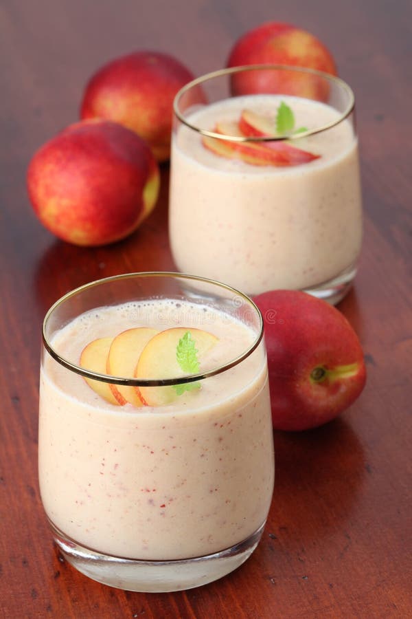 Nectarine milk shake stock photo. Image of creamy, green 14984066