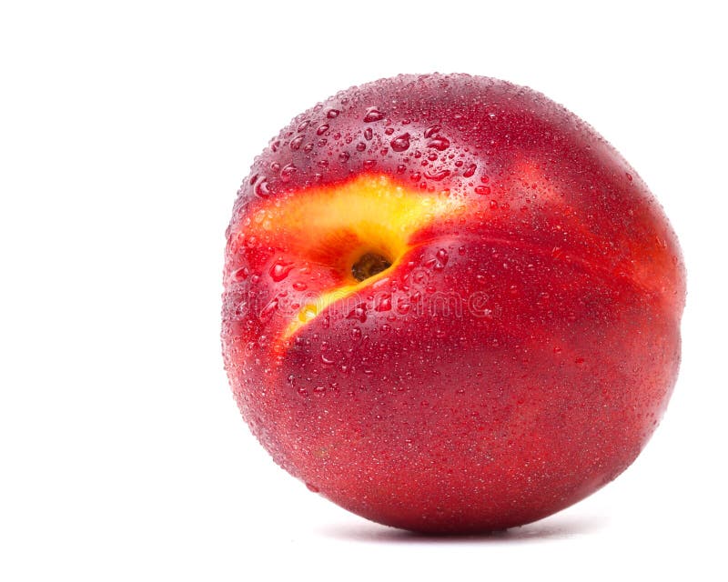 Nectarine with water drops