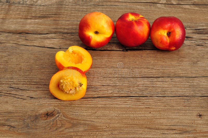 Nectarines with only One Cut in Half Stock Image Image of freshness