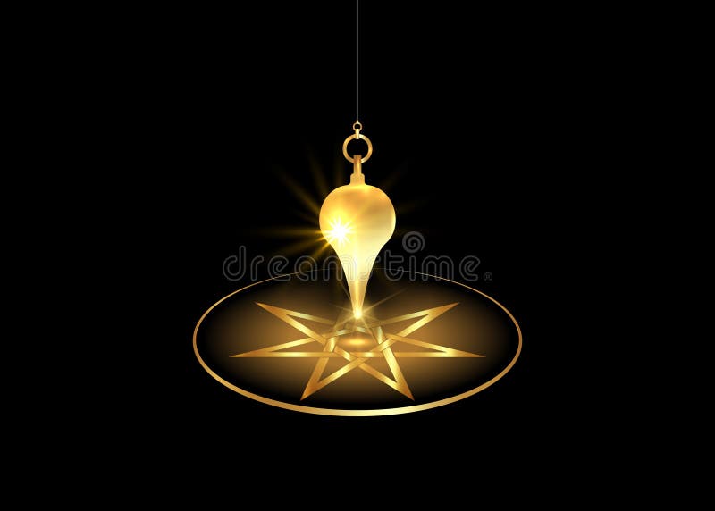 Nedladdningspendulum för att använda frågeställare Esoteric gold pendulum magi för divination och astrologihjul, gyllene sju punk