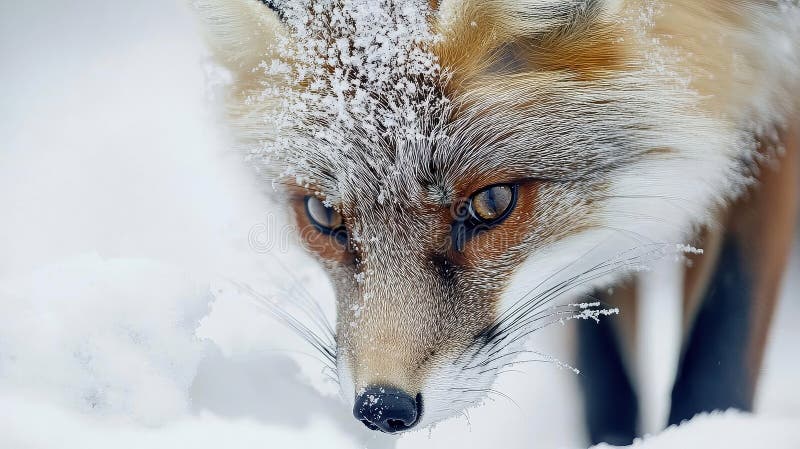 Nedläggning av räv i snöslandskap vektor illustrationer