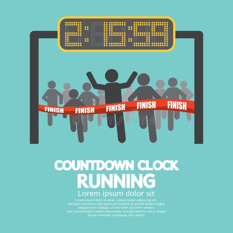 Countdown Clock At Finish Line Vector Illustration. Countdown Clock At Finish Line Vector Illustration