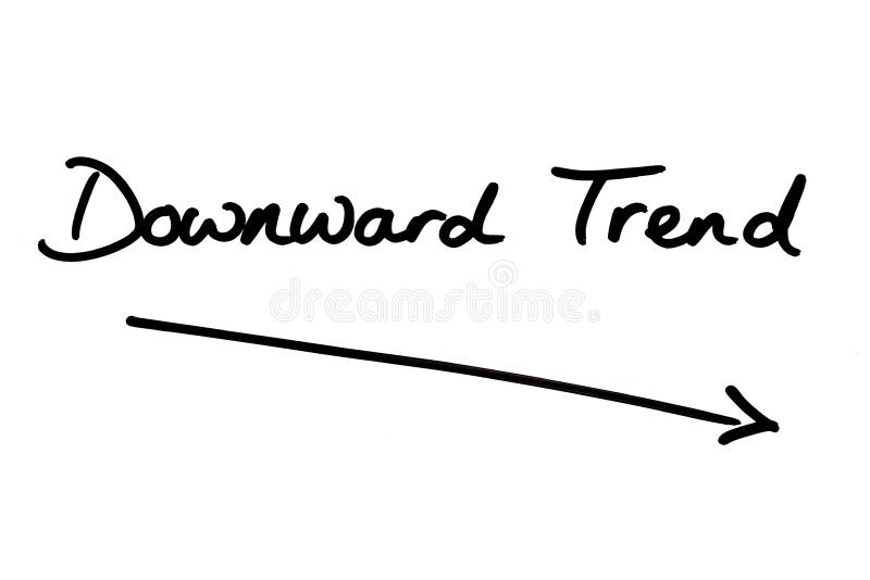 Downward Trend handwritten on a white background. Downward Trend handwritten on a white background