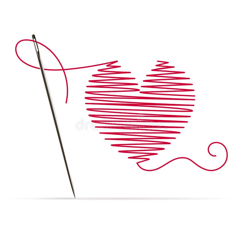 Needle Red Thread Heart Stock Illustrations – 366 Needle Red Thread ...