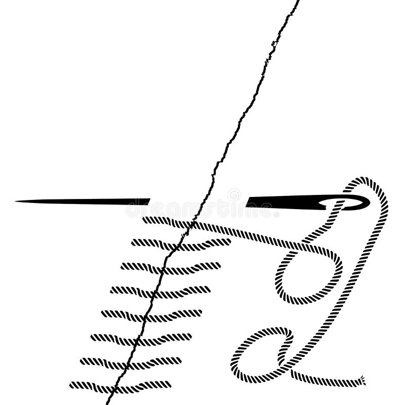 Needle and Thread Symbol Needlework Icon. Fancywork Label. Stock Illustration Illustration of