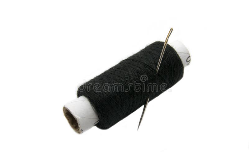 Black Thread Reel with a Needle Stock Photo - Image of object, clothes:  97053206