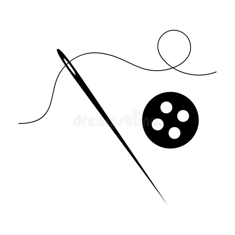 Needle with Thread and Button Stock Vector - Illustration of concept ...