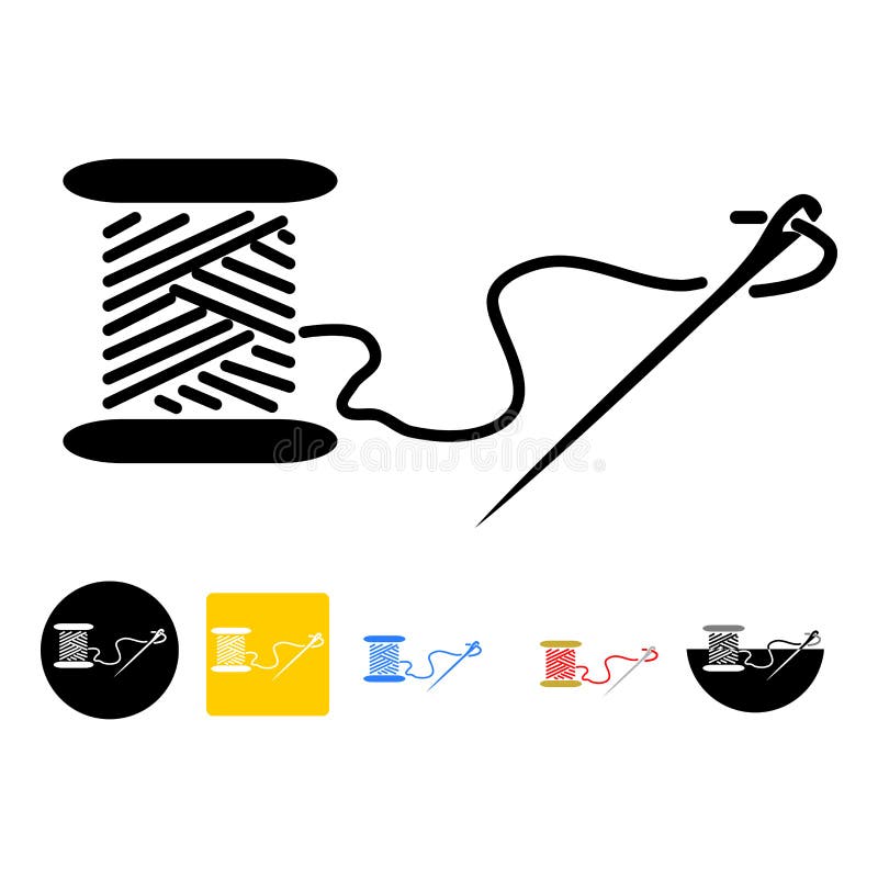 Thread Roll and Needle Icon Stock Vector Illustration of sewing