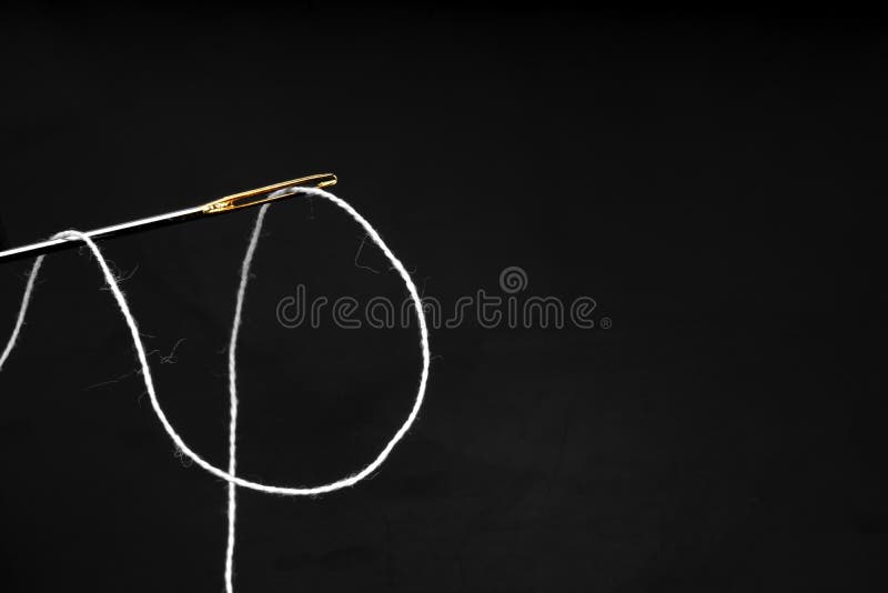 Black Thread with Needle and Buttons Stock Image - Image of sports,  fitness: 35579041