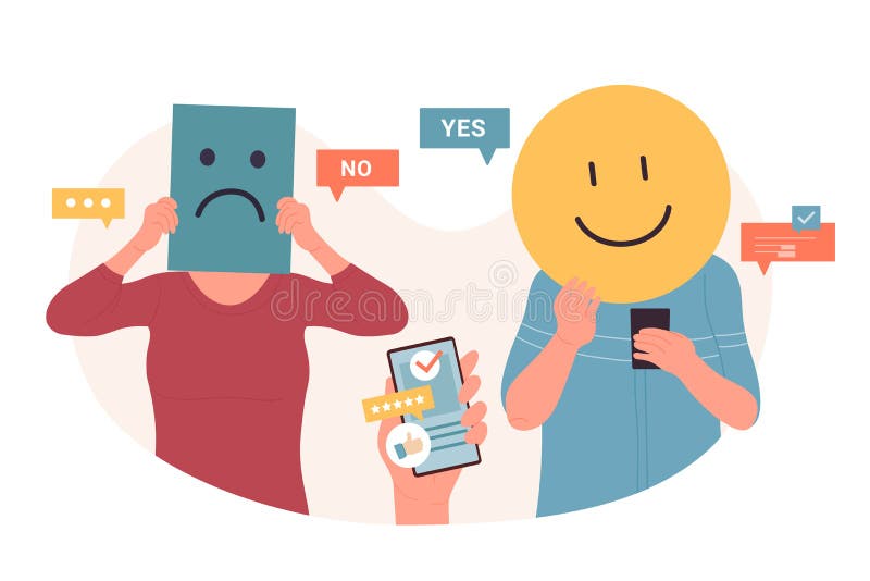 Negative and Positive Customer Feedback, People Holding Angry and Happy Smiley Faces Stock Vector - Illustration of business, survey: 245543110 Negative and Positive Customer Feedback, People Holding Angry and Happy Smiley Faces Stock Vector - Illustration of business, survey: 245543110