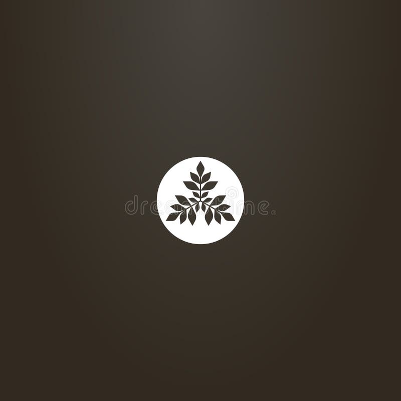 Negative space vector round sign of three branches of a plant stock illustration