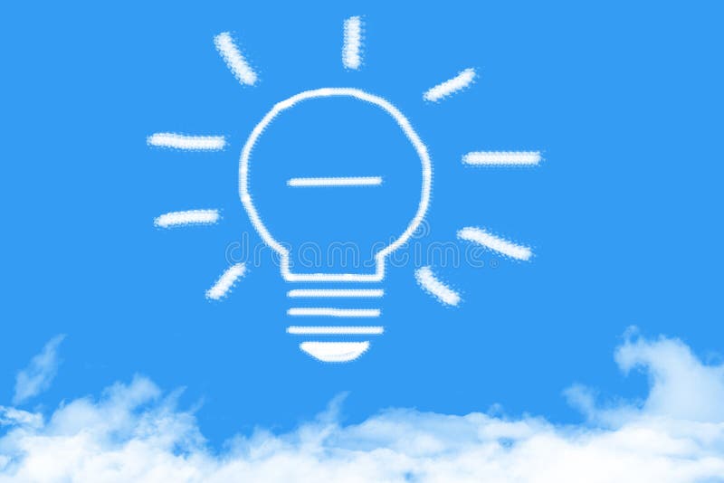 Negative think bulb cloud shaped on blue sky stock illustration