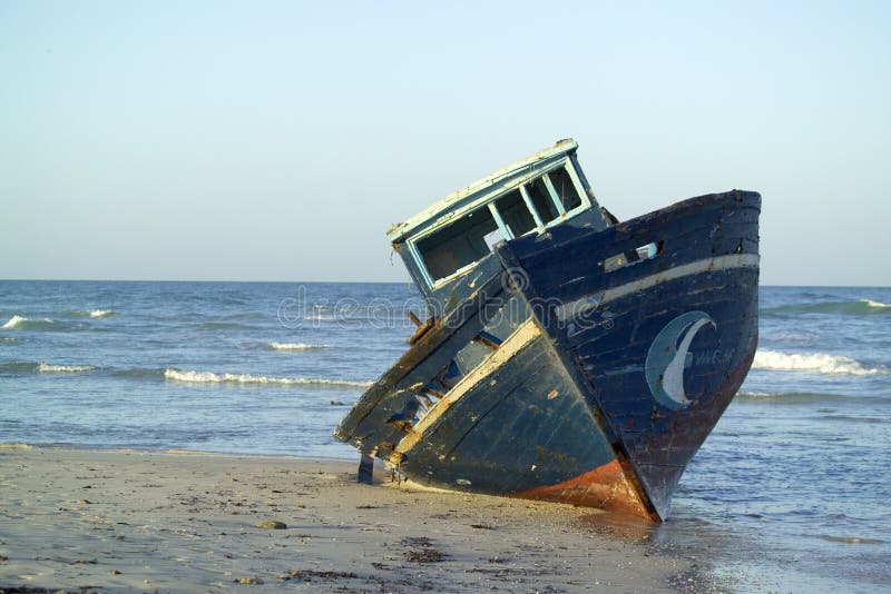 Neglected fishing boat