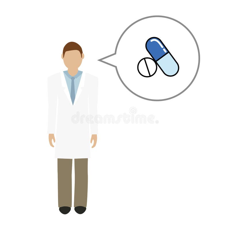 Negociações do caráter do doutor sobre drogas da medicina ilustração do vetor Negociações do caráter do doutor sobre drogas da medicina ilustração do vetor