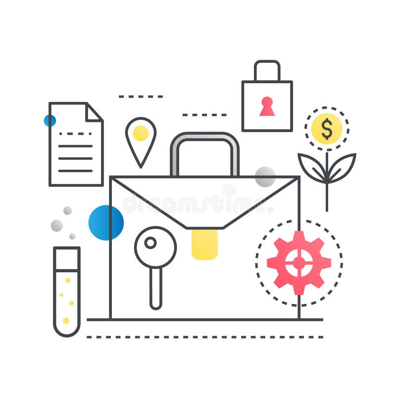 Negocio, estrategia financiera corporativa y gestión, inversión de las finanzas, concepto del vector del estudio de mercado en lí stock de ilustración Negocio, estrategia financiera corporativa y gestión, inversión de las finanzas, concepto del vector del estudio de mercado en lí stock de ilustración