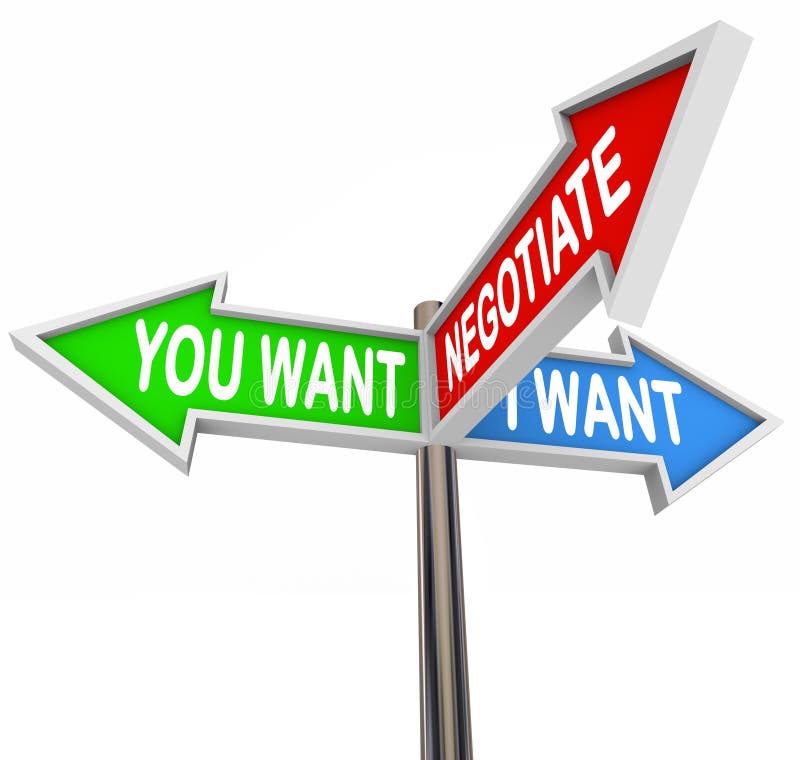 Negotiate You and I Want Street Signs Negotiation Agreement royalty free illustration Negotiate You and I Want Street Signs Negotiation Agreement royalty free illustration