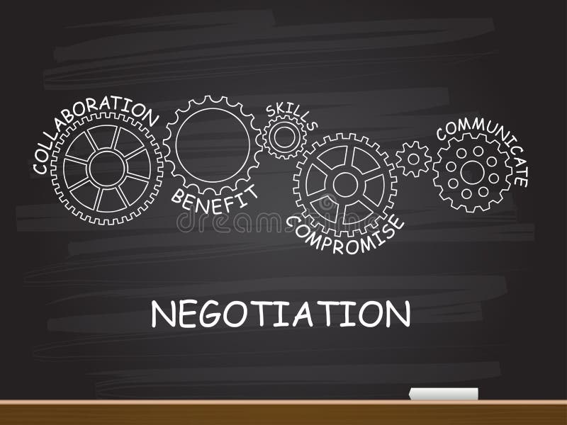 Negotiation with gear concept on chalkboard. Vector illustration vector illustration Negotiation with gear concept on chalkboard. Vector illustration vector illustration