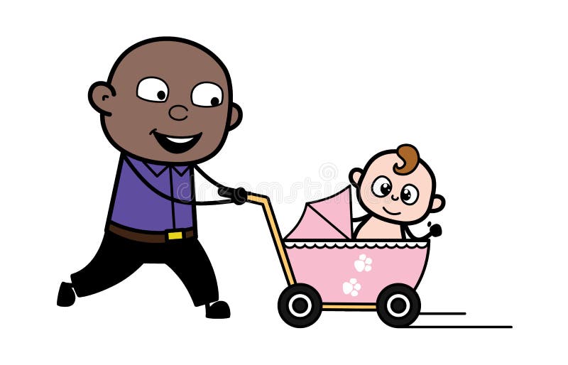 Desenho Animado Careca Com Carrinho De Bebê Ilustração Stock - Ilustração  de inocente, infância: 191438693