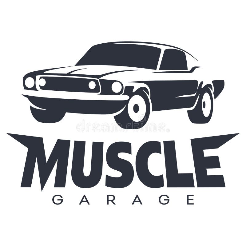 Negro del logotipo del garaje del coche del músculo
