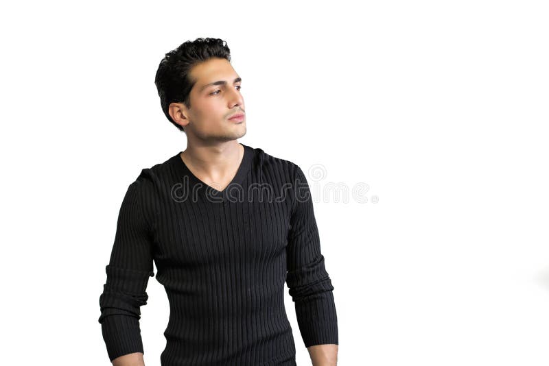 Negru cu ochi căprui, latino-negru, pe fond alb royalty free stock image