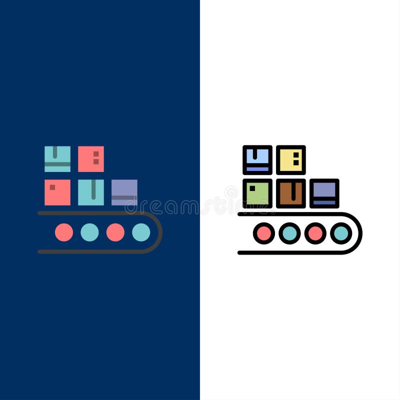 Negócio, linha, gestão, produto, ícones da produção O plano e a linha ícone enchido ajustaram o fundo azul do vetor ilustração royalty free Negócio, linha, gestão, produto, ícones da produção O plano e a linha ícone enchido ajustaram o fundo azul do vetor ilustração royalty free