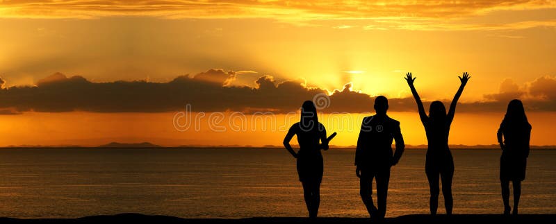 Negócio Team Sunset imagem de stock Negócio Team Sunset imagem de stock