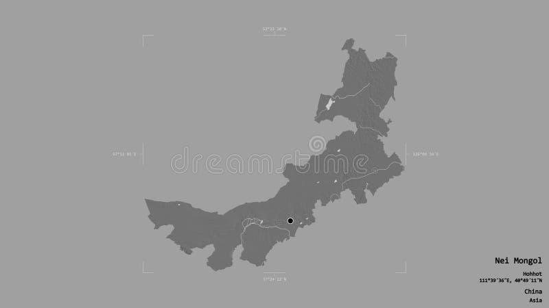 Nei Mongol - China. Bounding box. Bilevel vector illustration