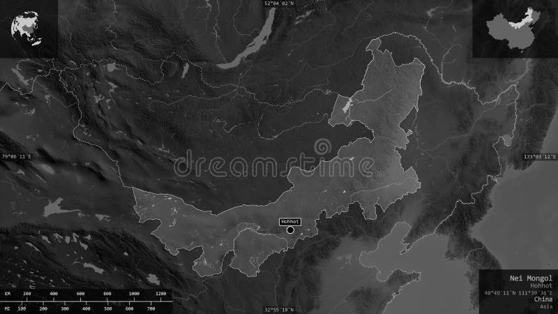 Nei Mongol, China - composition. Grayscale royalty free illustration