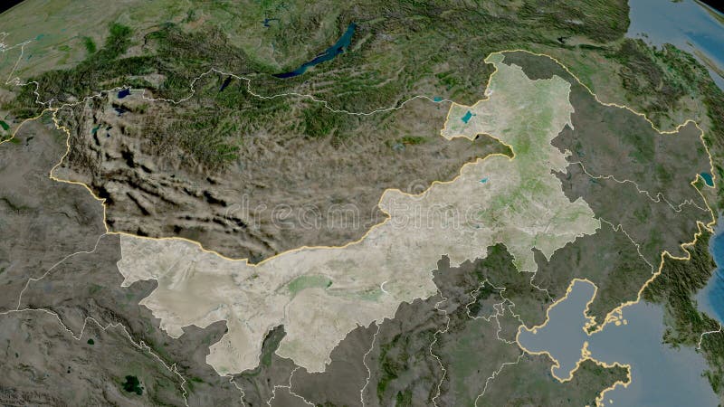 Nei Mongol, China - highlighted. Satellite royalty free illustration