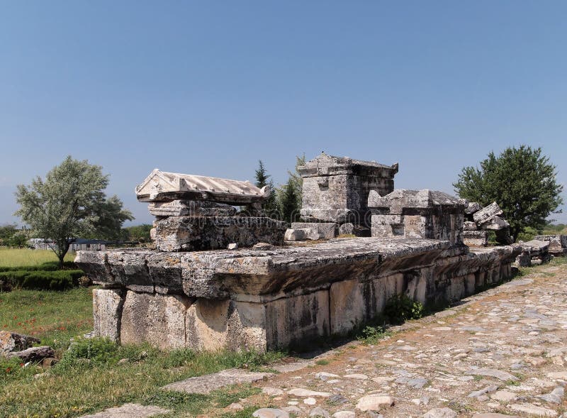 Nekropol Hierapolis Pamukkale Türkiye Nekropolü Stok Imajlar
