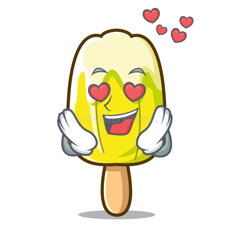 Nel fumetto della mascotte del gelato del limone di amore illustrazione vettoriale